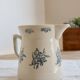 Large antique Saint-Uze pitcher / steel clay terrine Saint-Uze floral pattern