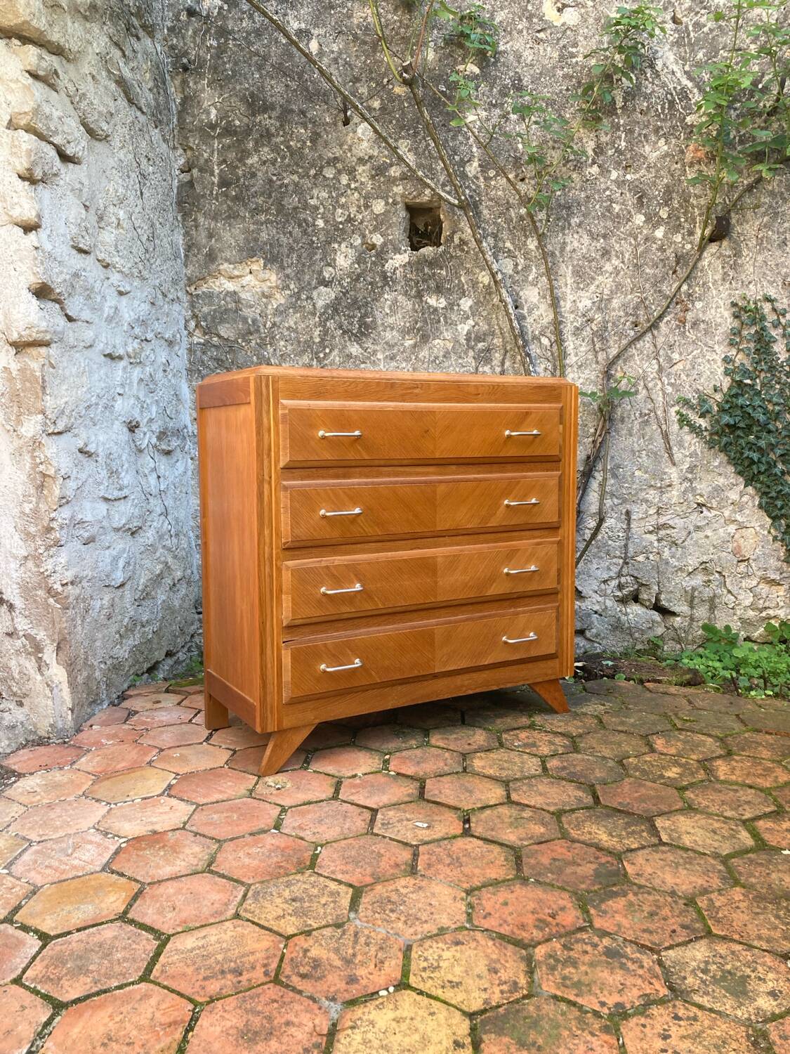 Vintage chest of drawers with compass feet