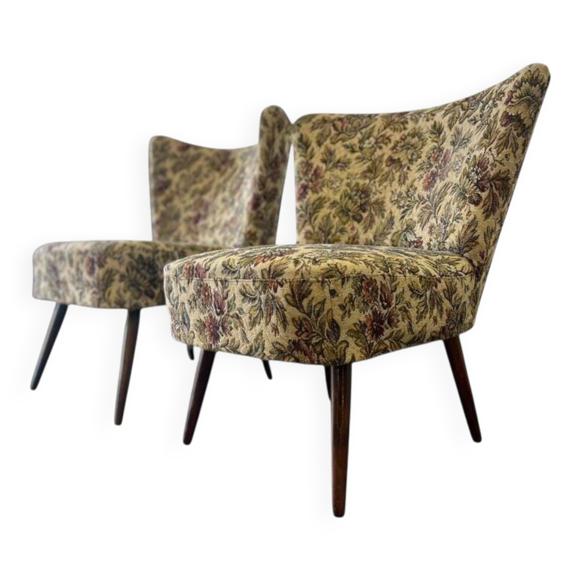 Set of 2 vintage floral cocktail armchairs