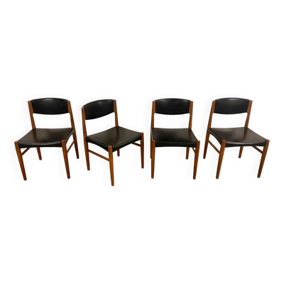 4x Chaises scandinaves en teck par Grete Jalk MidCentury années 60