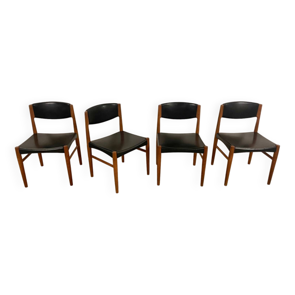 4x Chaises scandinaves en teck par Grete Jalk MidCentury années 60