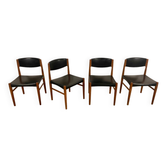 4x Chaises scandinaves en teck par Grete Jalk MidCentury années 60