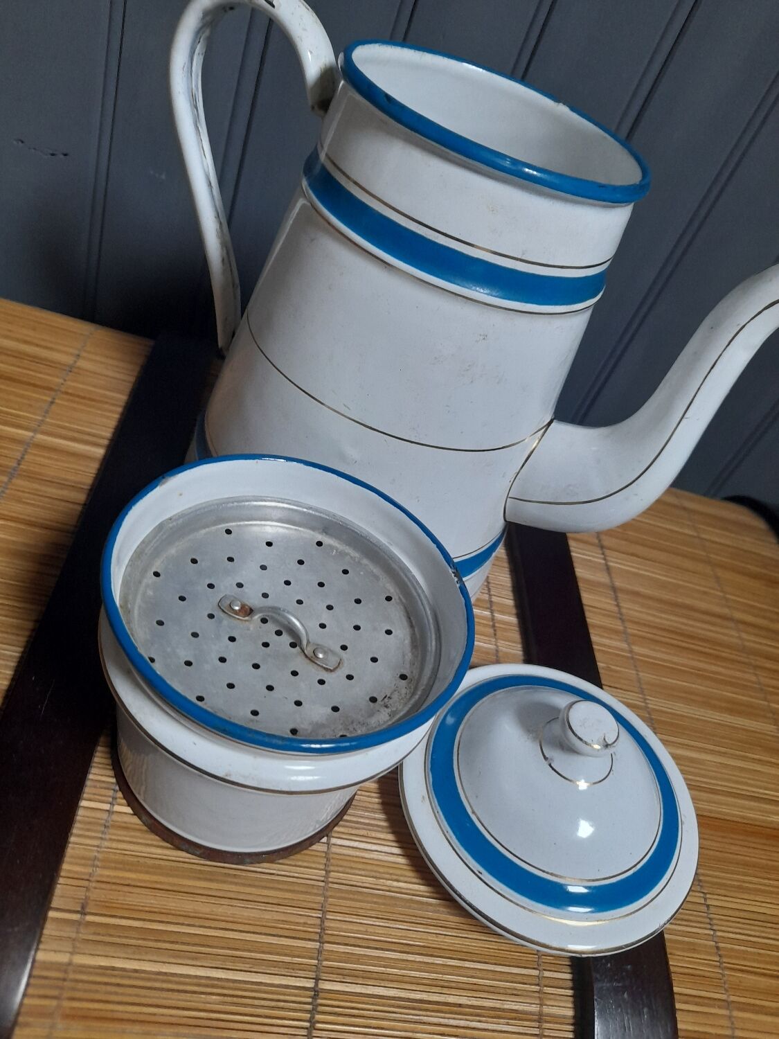 Old enameled coffee pot