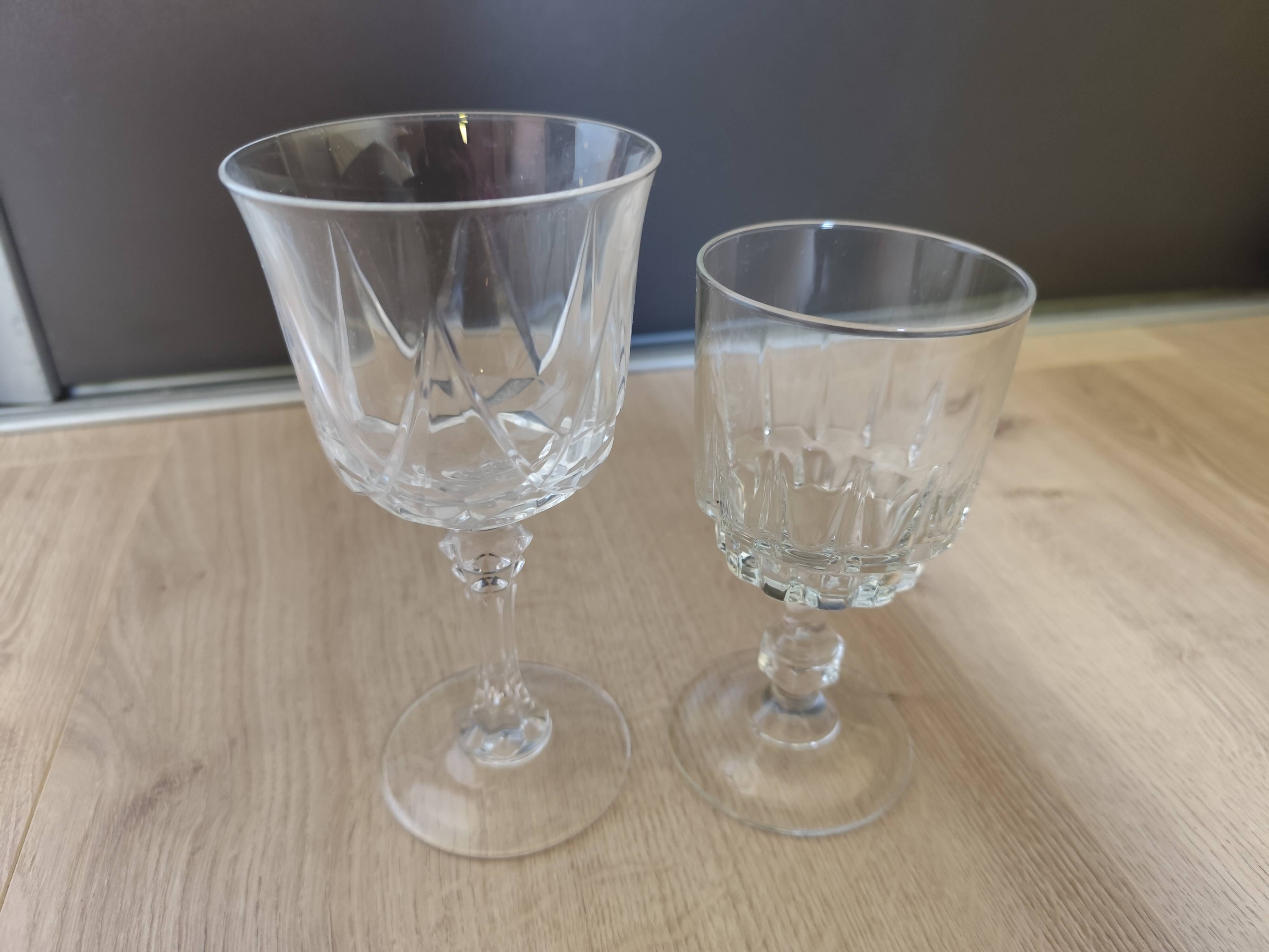 Set of 6 large stemmed glasses + 8 small Cristal d'Arques Water & Wine 1970