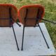 2 ant chairs in black and red skaï feet in black metal
