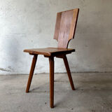 4 S28 elm chairs by Pierre Chapo, 1970