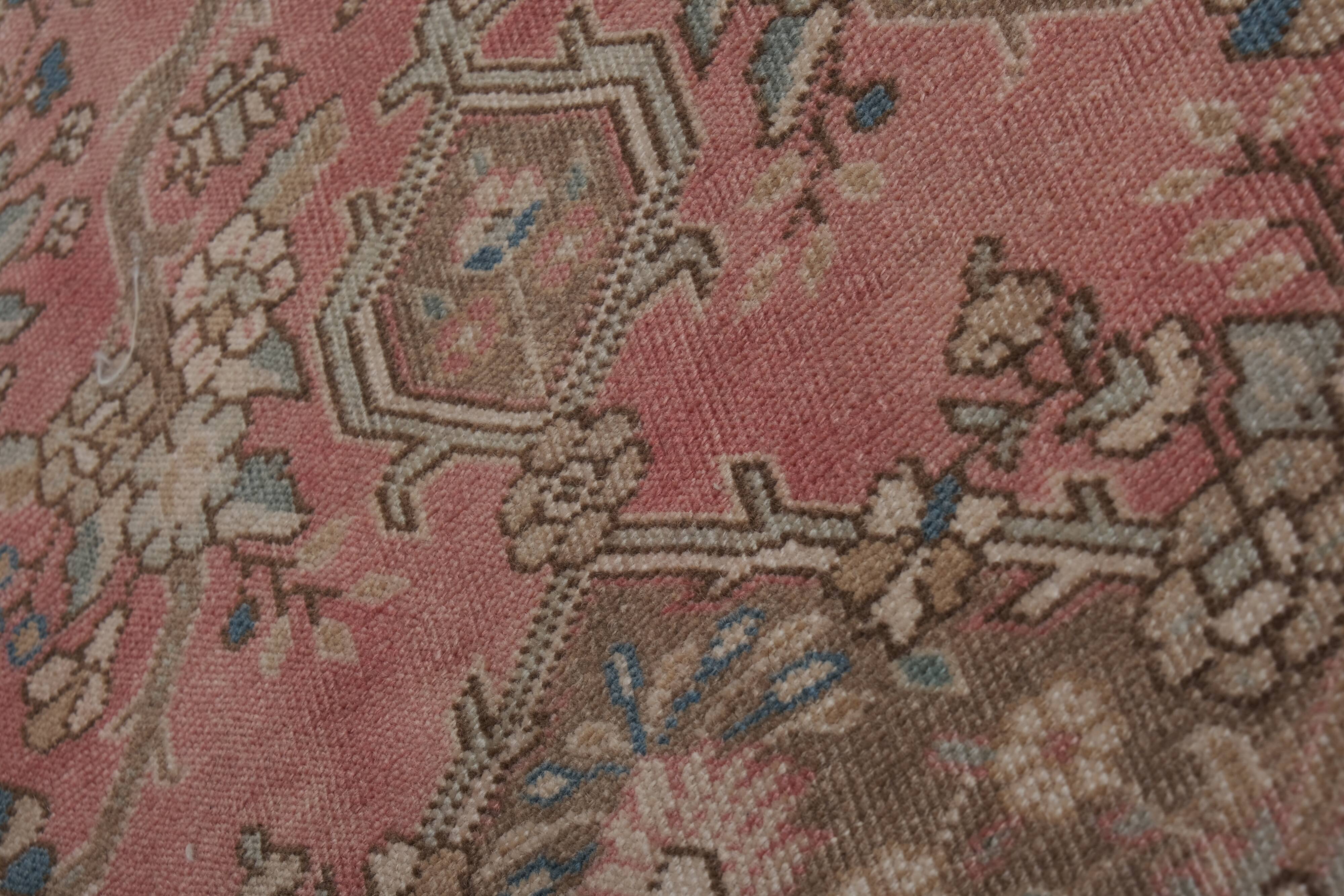 Vintage Handknotted Turkish Unusual Rug with Floral Border 4'5" X 6'4"