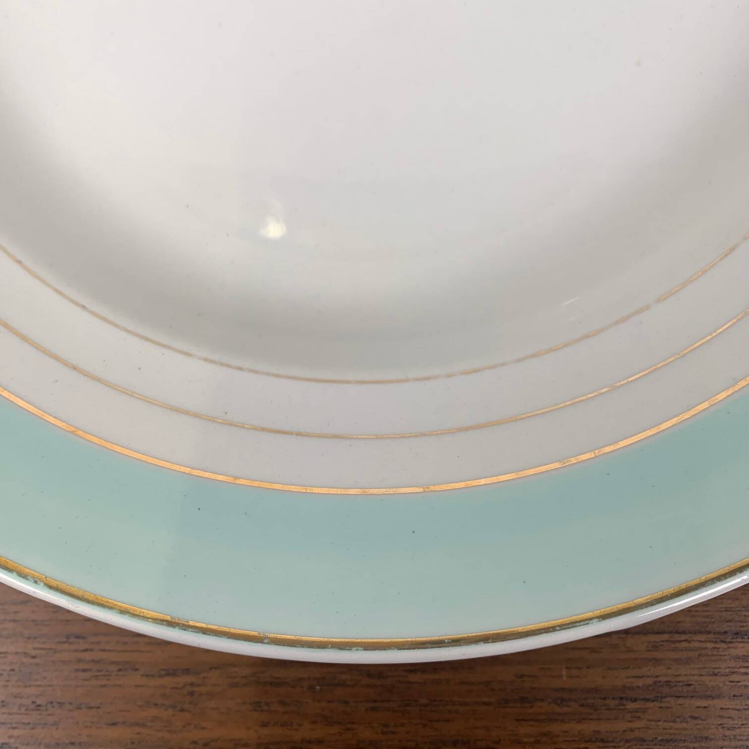 Round Lunéville dish, "Régence" model, water green, late 19th century