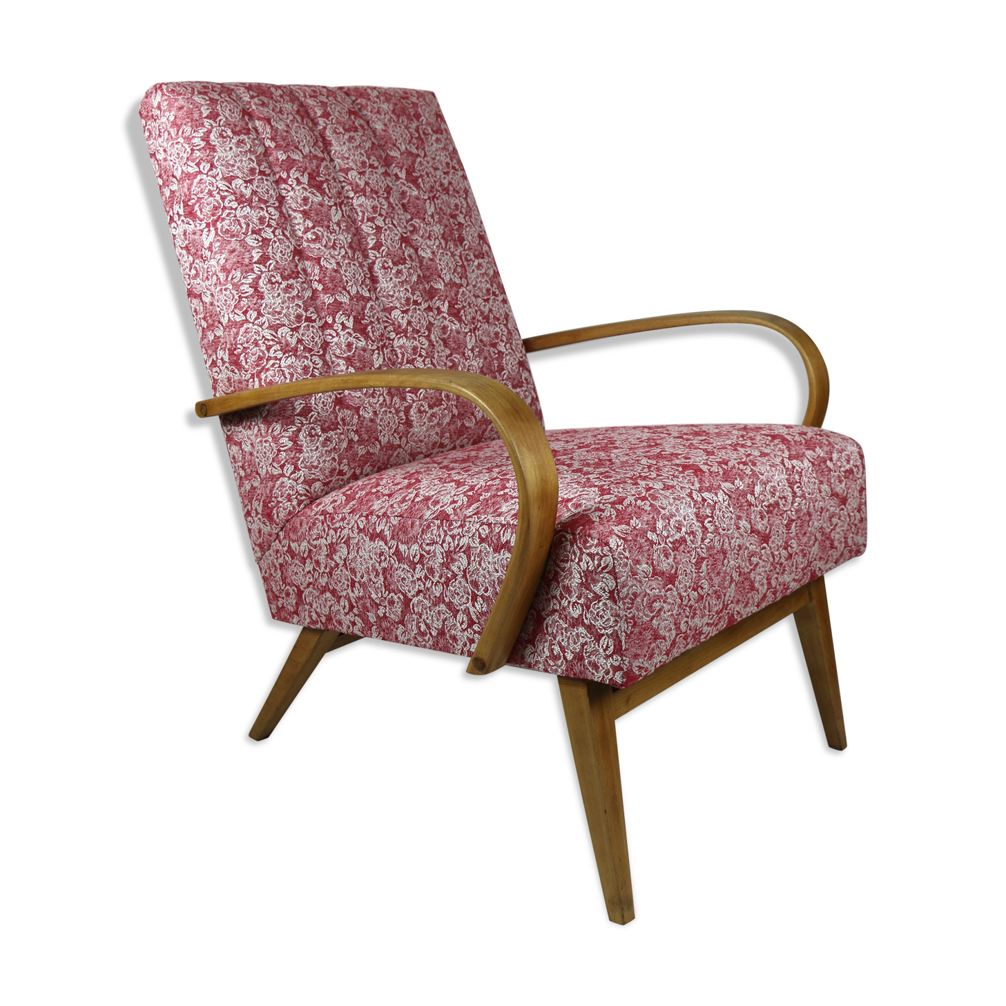 Art deco style rose velvet armchair, 1970s