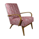 Fauteuil en velours rose de style Art déco, années 1970
