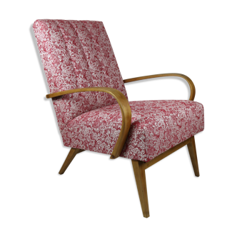 Fauteuil en velours rose de style Art déco, années 1970
