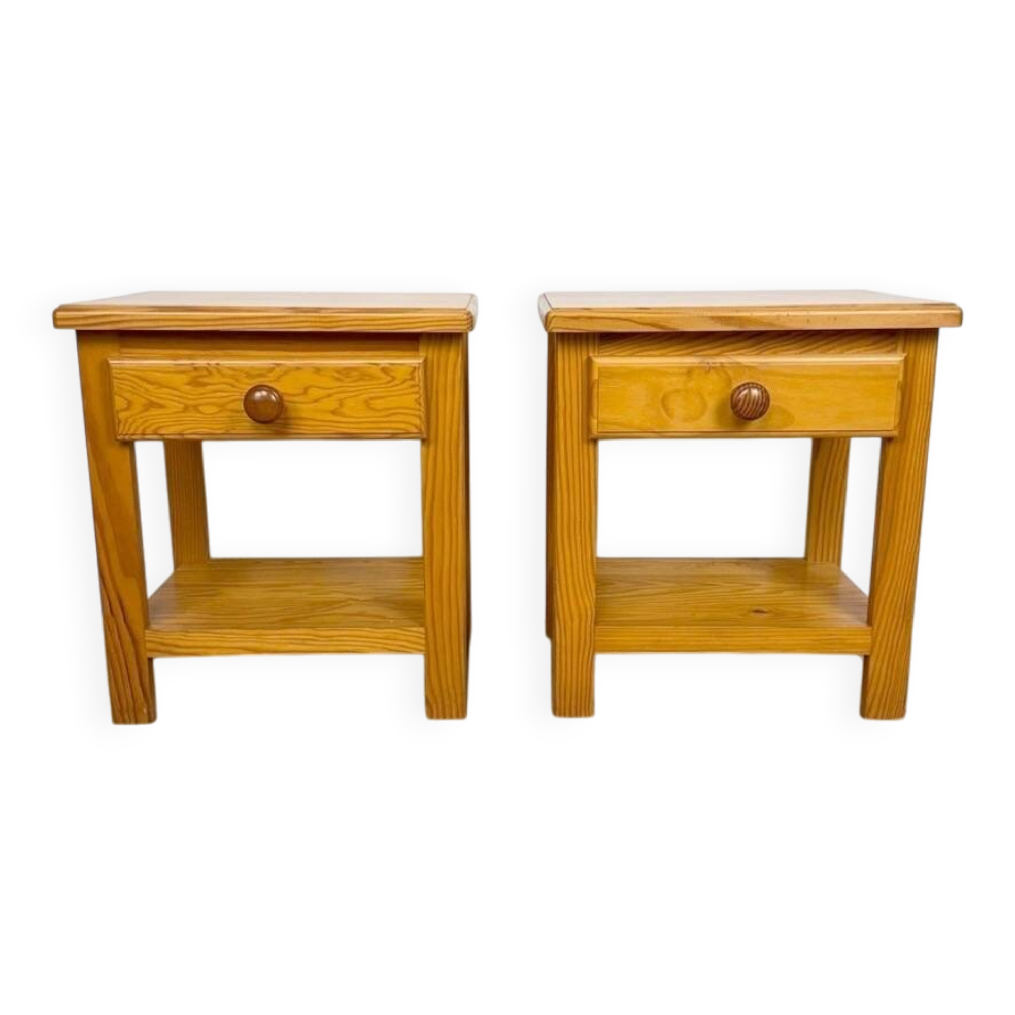 Pair of Swedish solid pine bedside tables from the 1980s