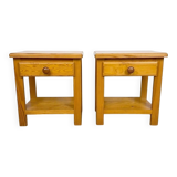 Pair of Swedish solid pine bedside tables from the 1980s