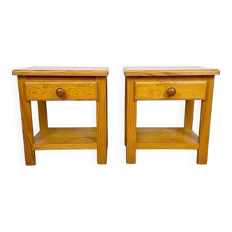 Paire de chevets suédois en pin massif, années 80