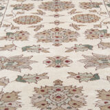 Handmade Ziegler Wool Rug, Cream and Green Wool Runner Rug- 80x185cm