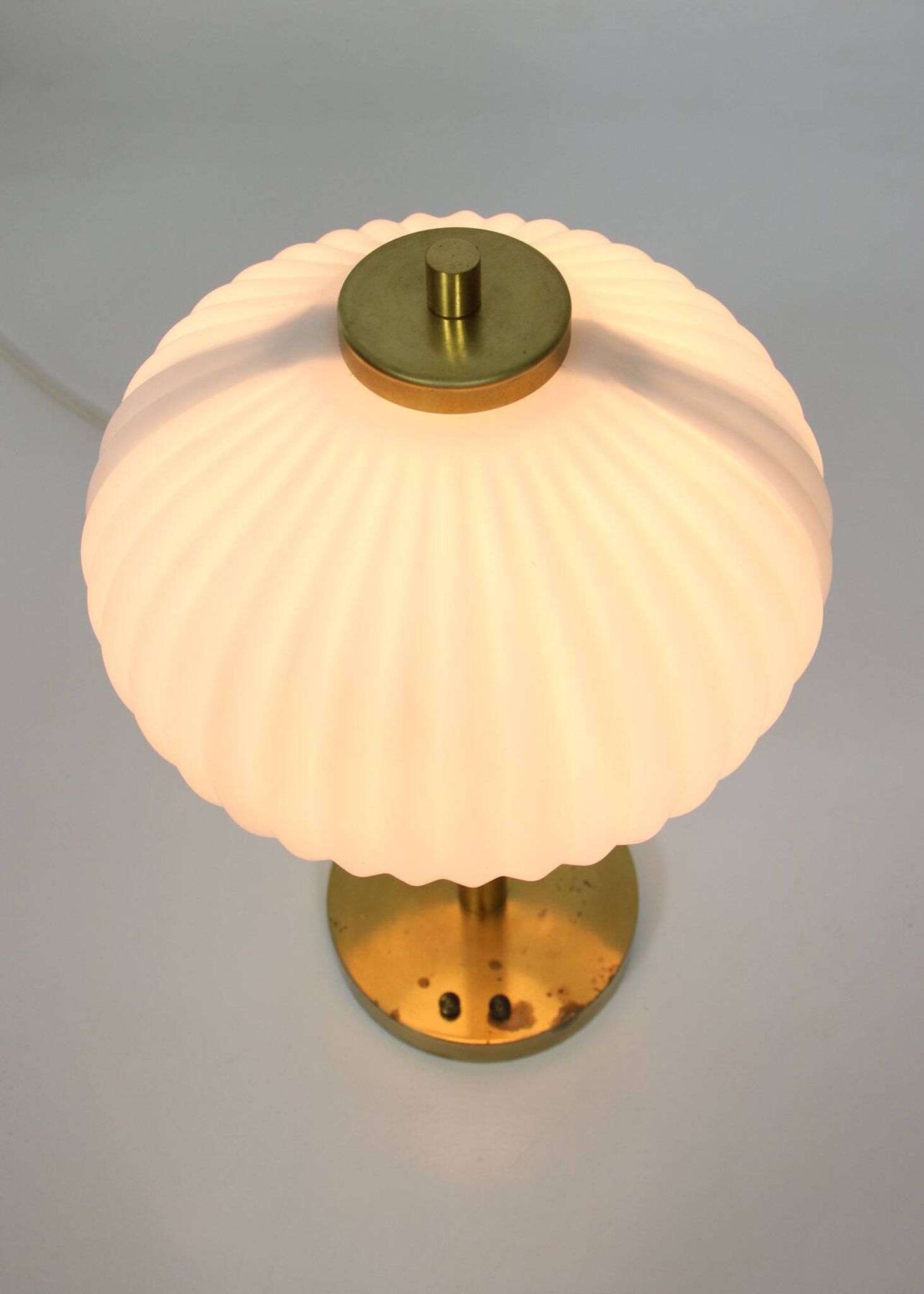 Mid-Century Brass & Glass Table Lamp