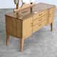 Coiffeuse en bois, laiton et verre, Suède années 1960