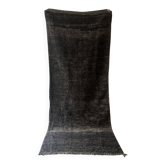 Large vintage handwoven hallway rug in anthracite grey/blue, 100% wool.