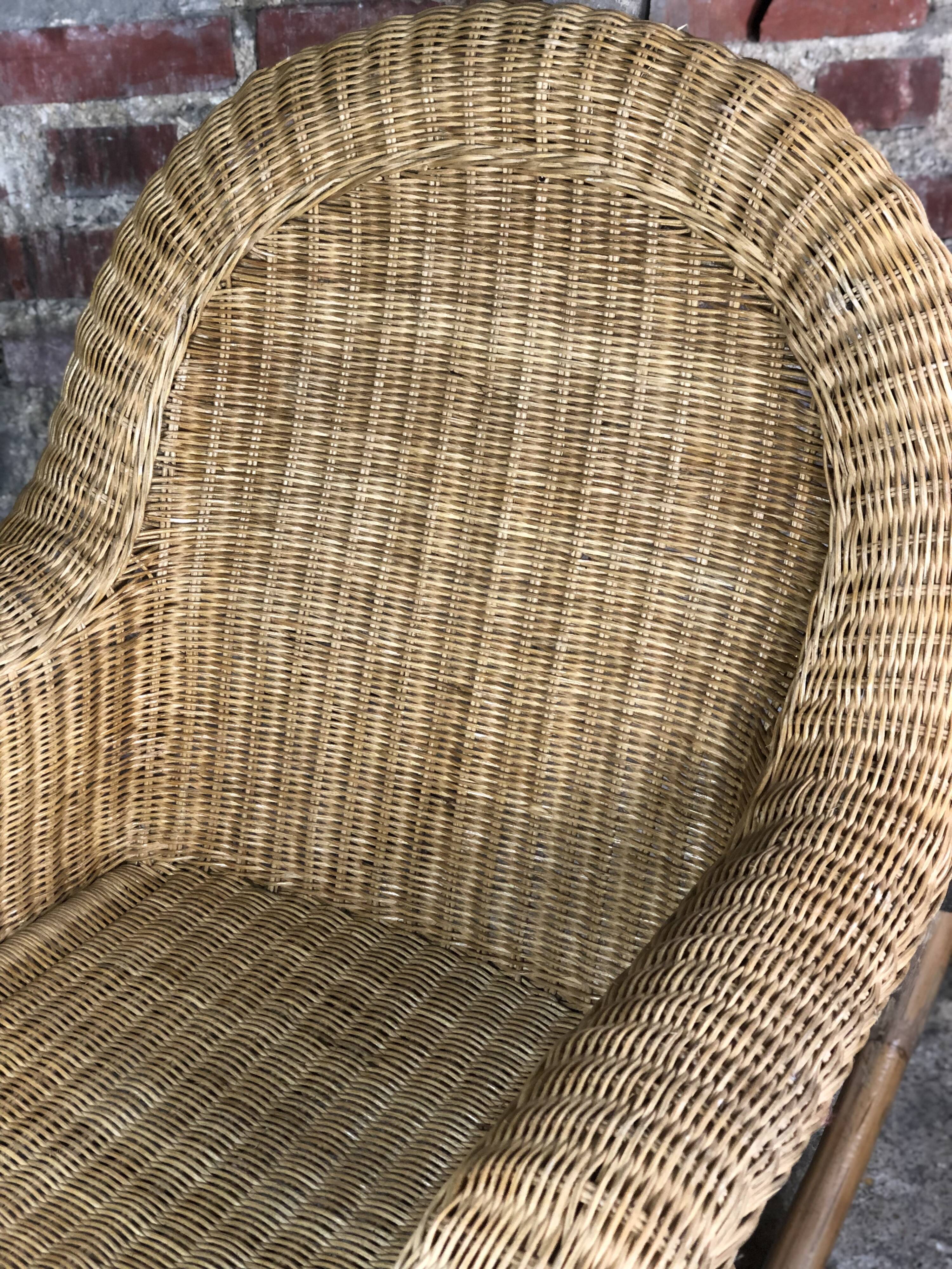 Rocking chair in rattan and bamboo rocker 1980