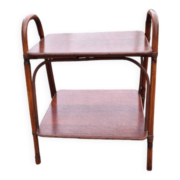 Vintage wood and bamboo side table