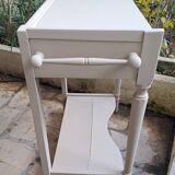 Repainted solid wood side table with lower shelf 1900