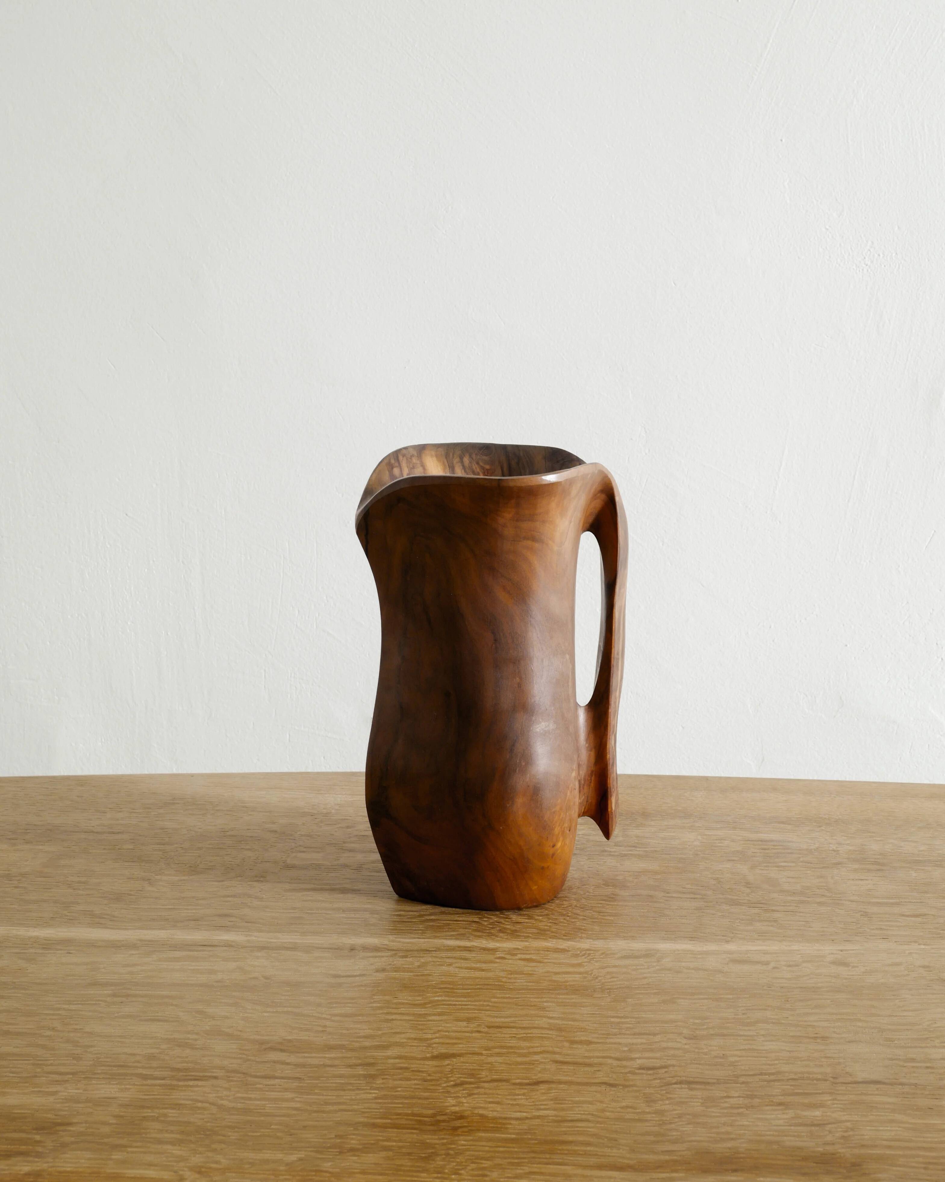 French Sculptural Wooden Pitcher Attr. to Alexandre Noll, 1960s