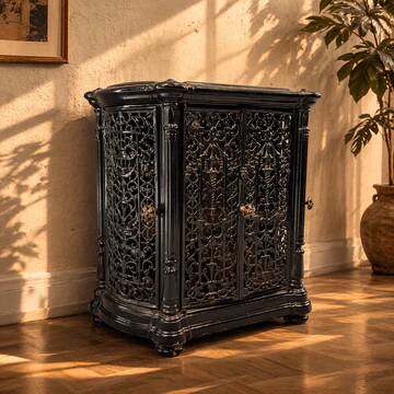 Insert décoratif de cheminée antique en fonte ornée noire style français 1900