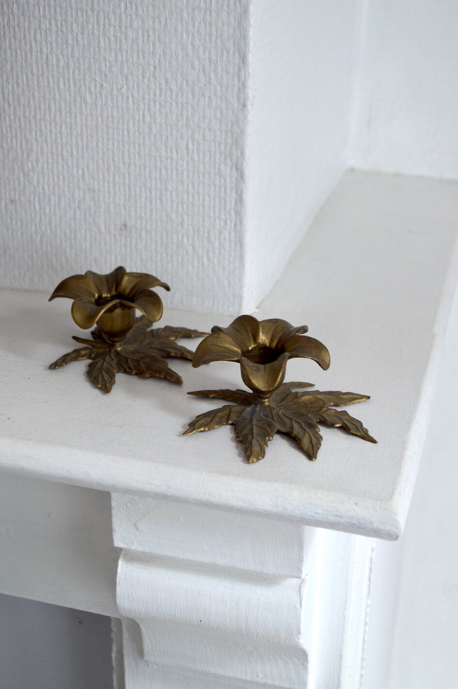 Brass flower candle holders