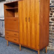 Combined modernist secretary, shelves, closet, wardrobe, vintage, 60s