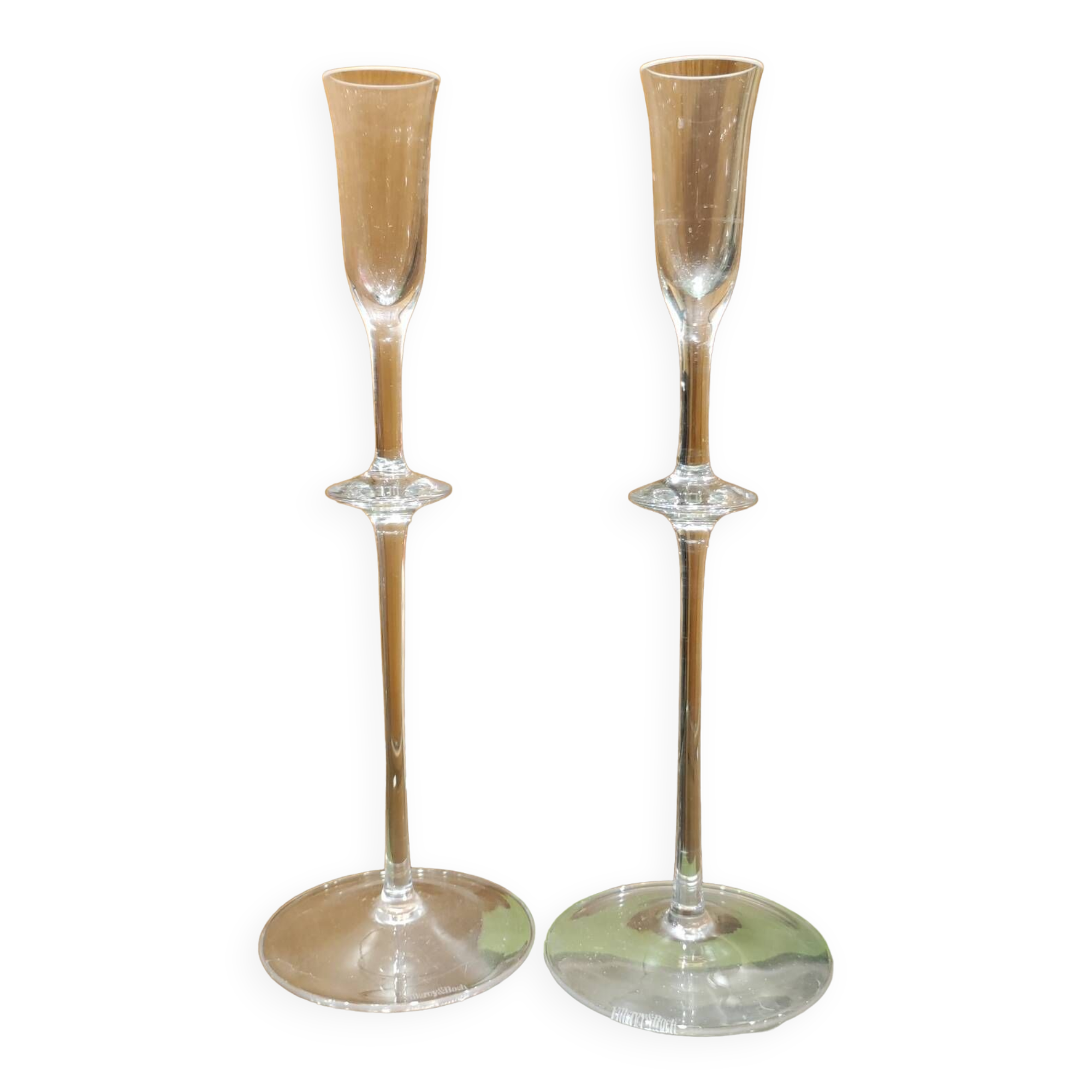 Old Pair of Villeroy And Boch Crystal Candlesticks Or Soliflores