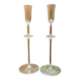 Old Pair of Villeroy And Boch Crystal Candlesticks Or Soliflores