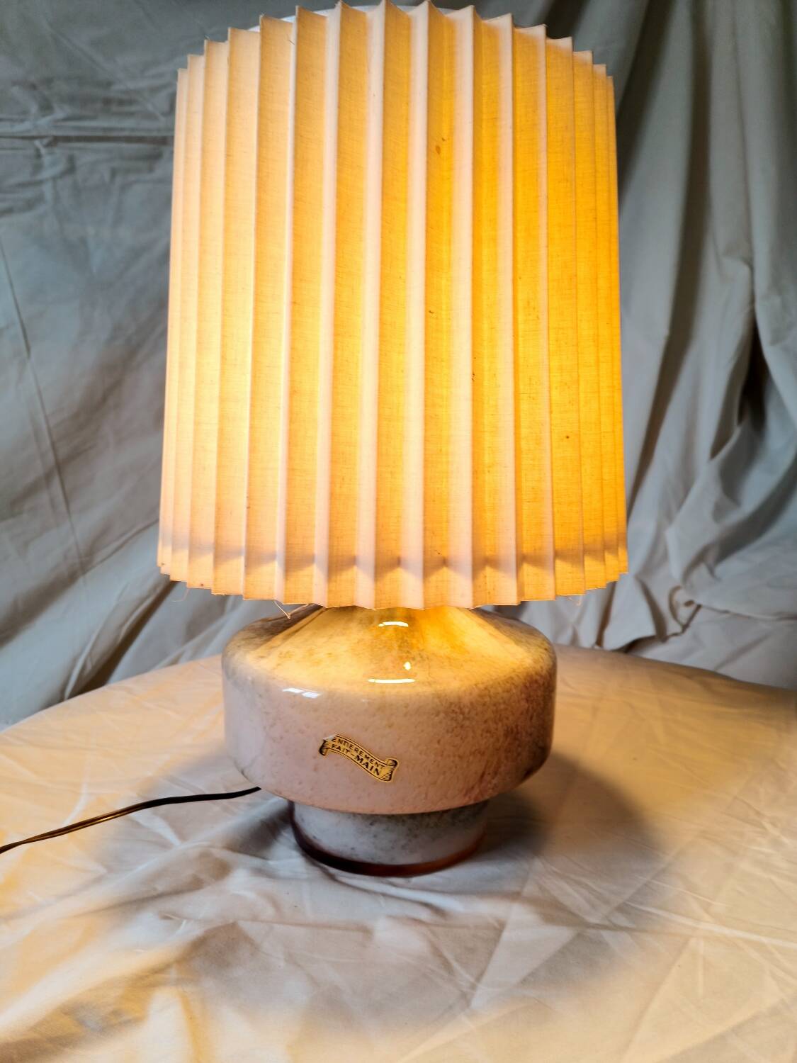 Handmade lamp in brass and Murano glass