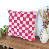 Berber pink checkerboard cushion