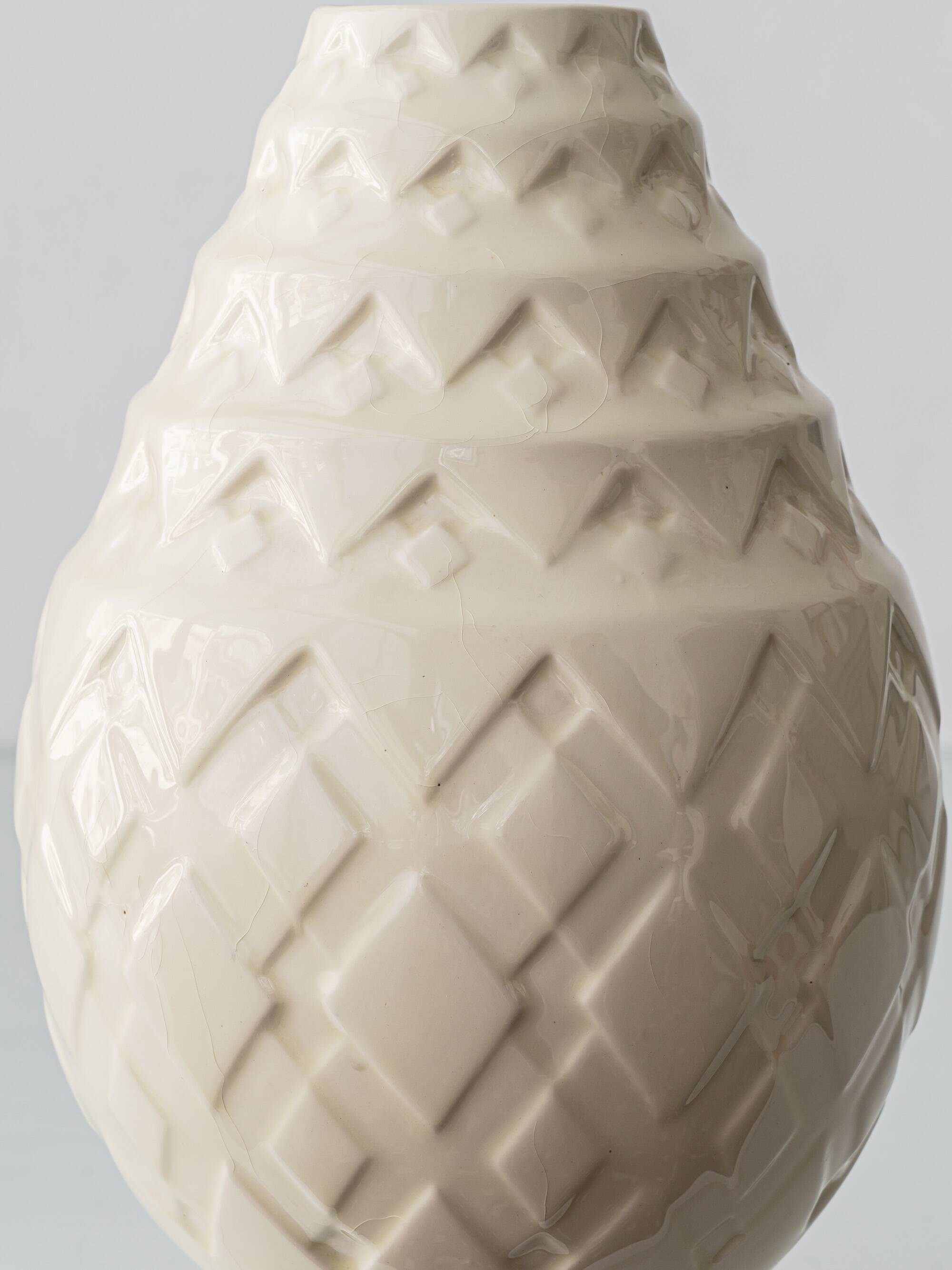 Charles Catteau Frères Keramis Pineapple Table Lamp, New Silk Shade