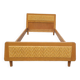 Vintage rattan and solid oak bed 1950s design