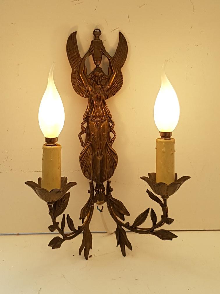 Pair of Empire-style gilded bronze wall light
