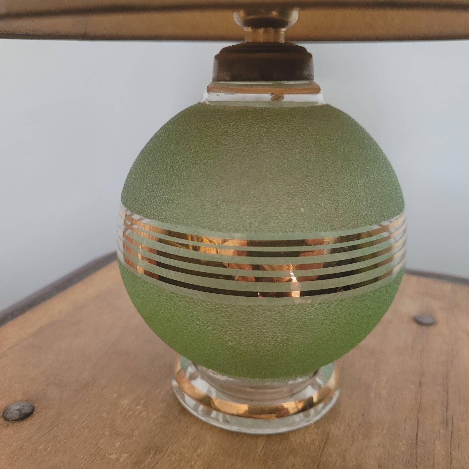 50s lamp with granite glass and gold trim