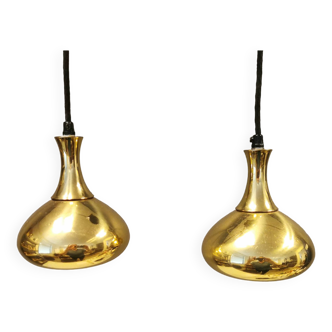 Two small ceiling lights in gold-coloured metal,  by either Hans Agne Jakobsson or Scandi lamps