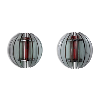 Pair of two-coloured Veca sconces, Italy, 1970