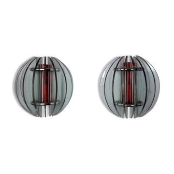 Pair of two-coloured Veca sconces, Italy, 1970