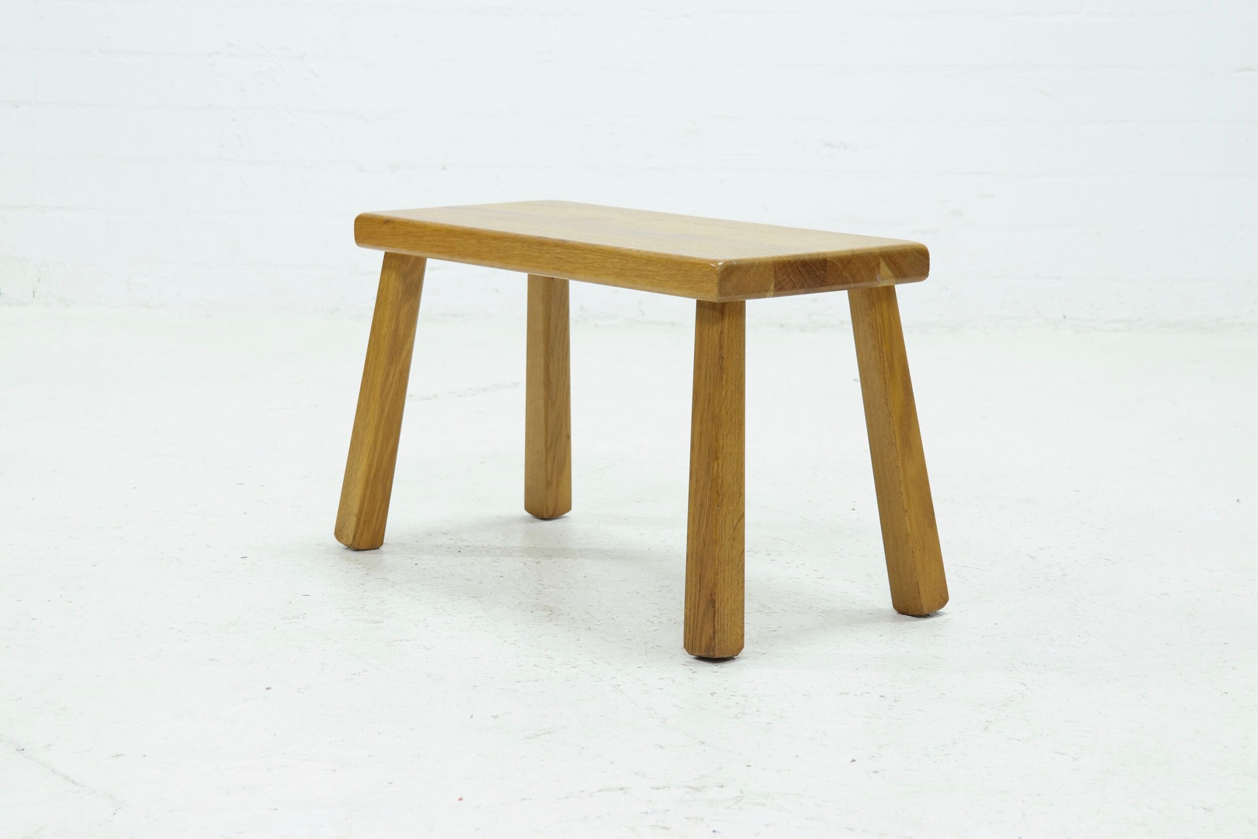Solid oak brutalist side table or coffee table 1970s