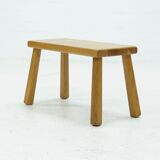 Solid oak brutalist side table or coffee table 1970s