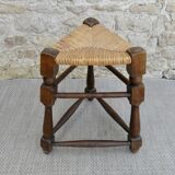 Tripod stool and straw seat, 1960s