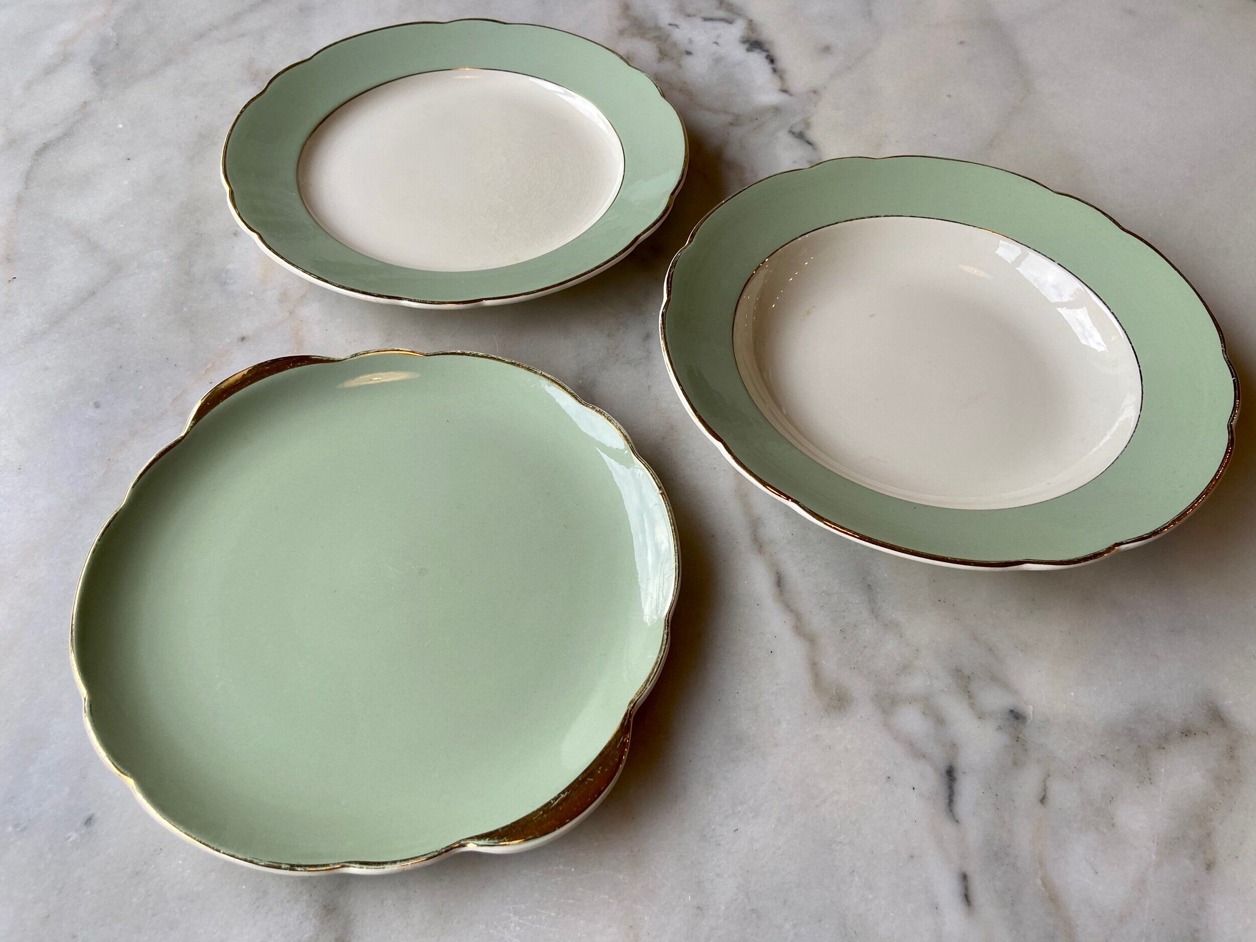 Trio of water green dishes