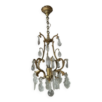 Antique chandelier with pendants – Louis XV style – gilded brass