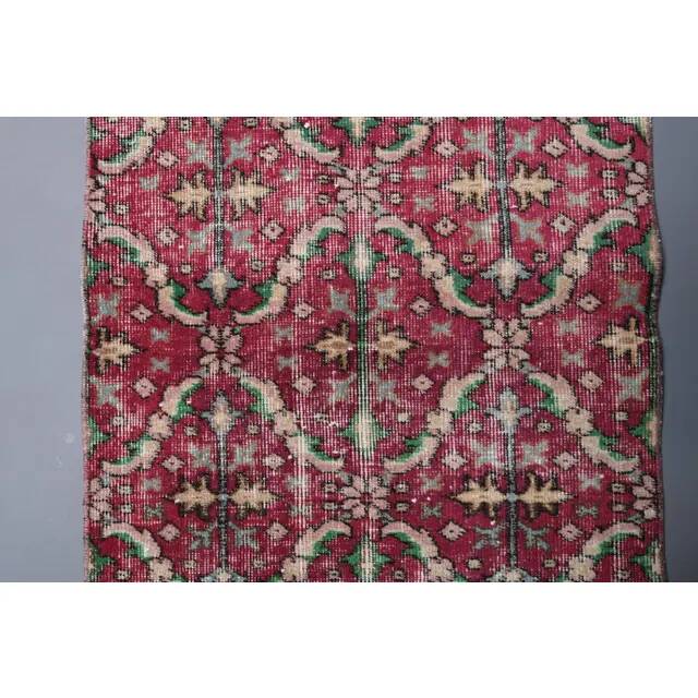 Vintage Turkish Oushak Handmade Wool Cotton Pink Runner 76x200