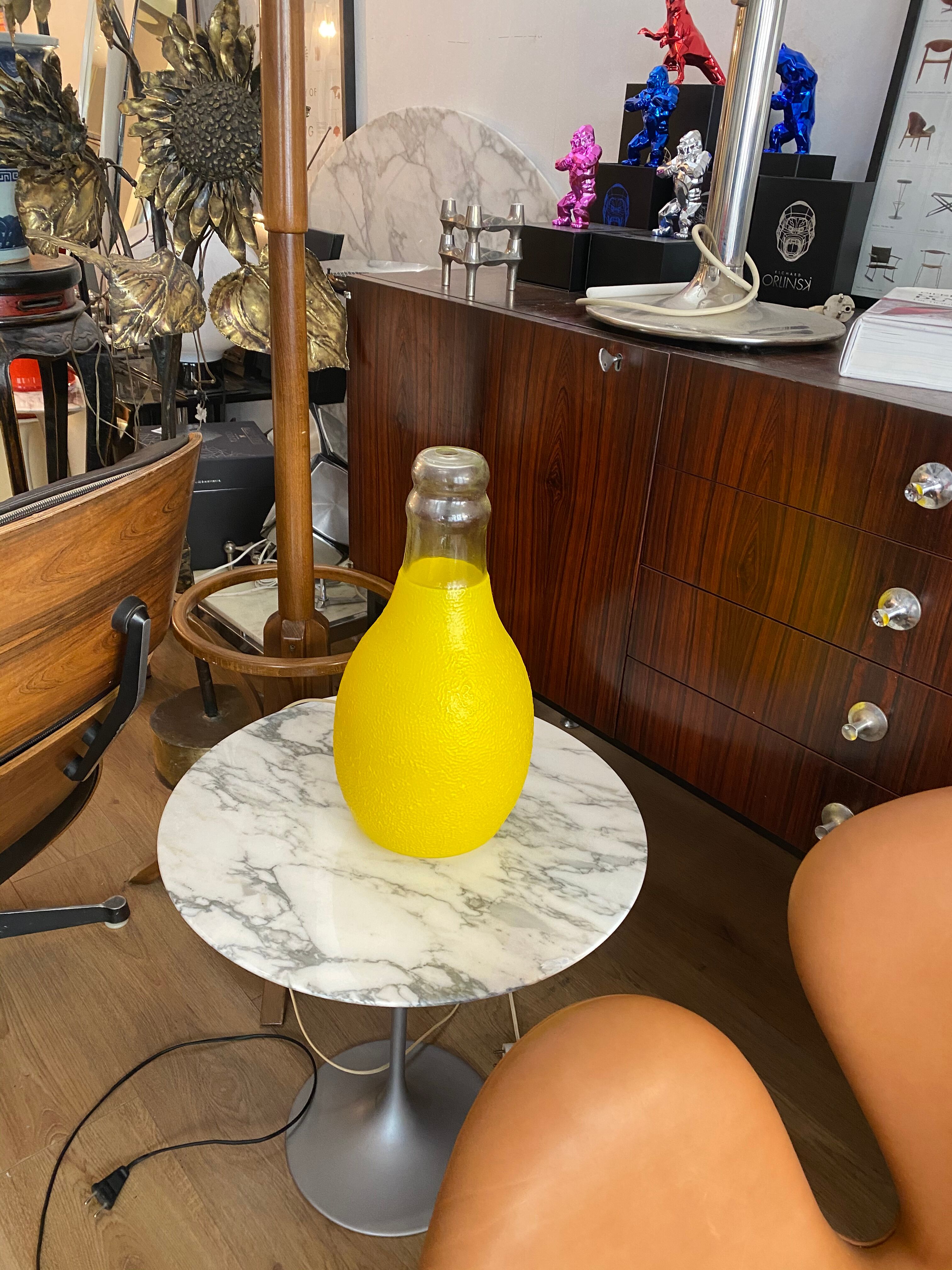 Large glass bottle lamp from the 70s