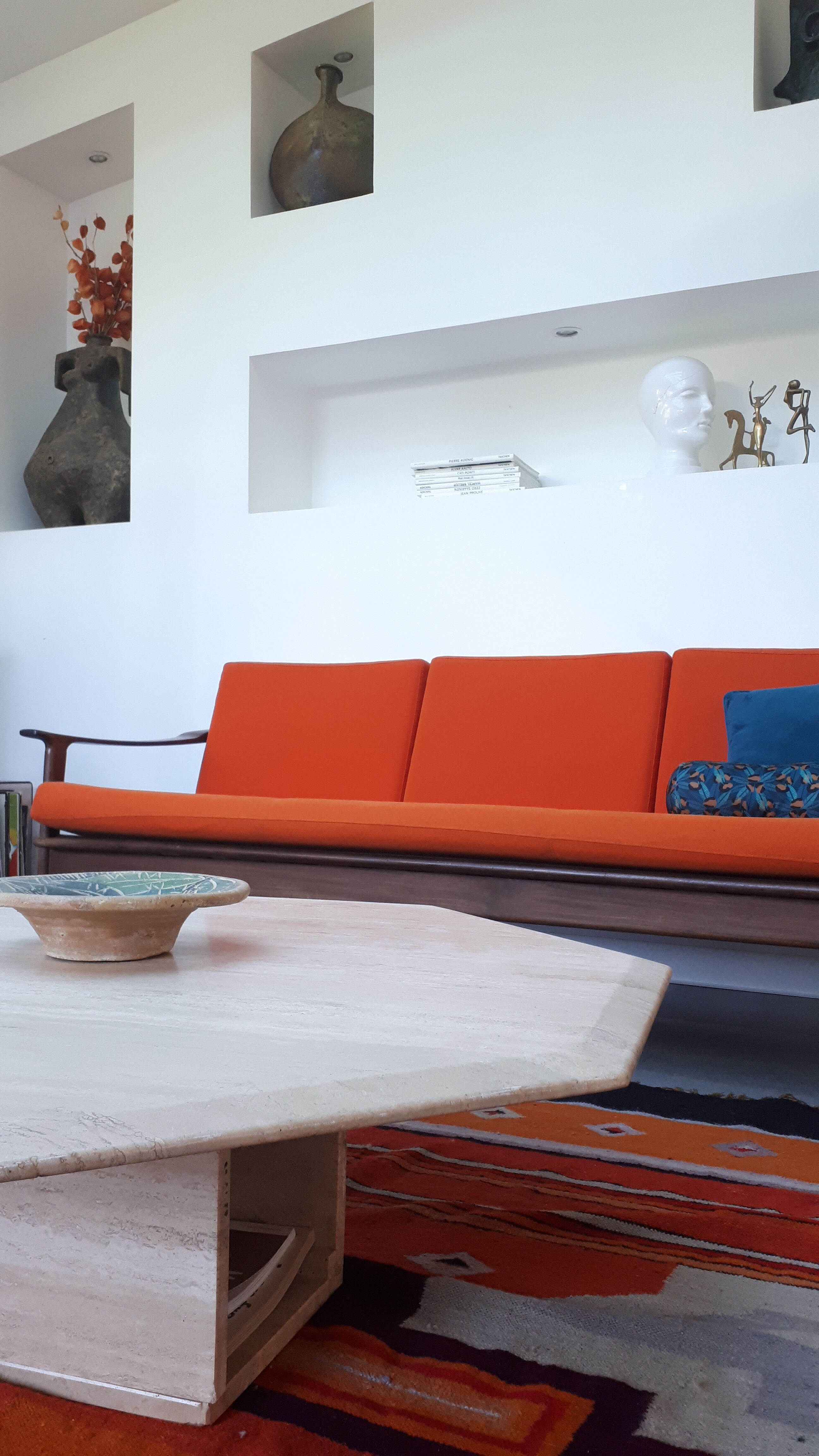 70s travertine coffee table