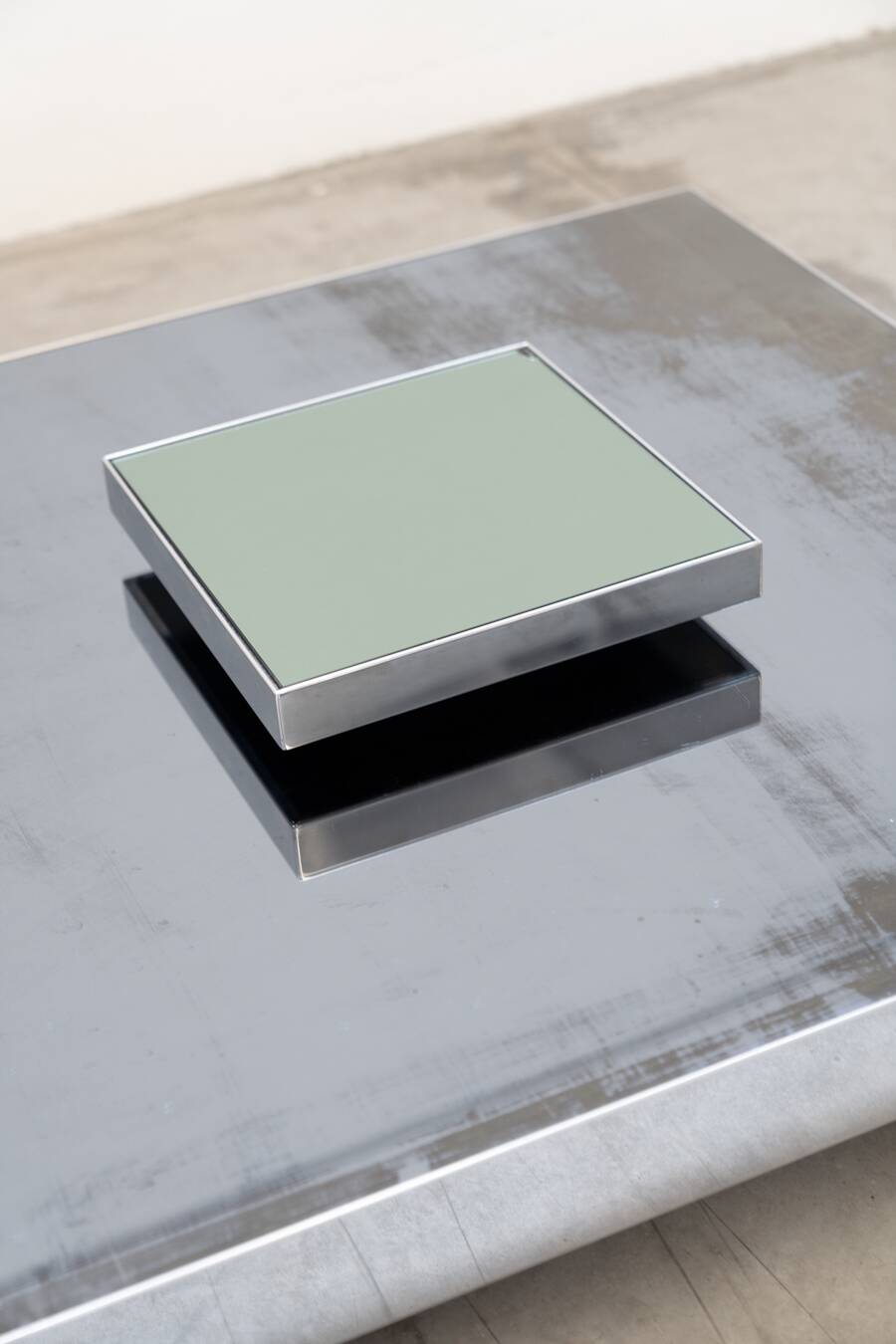 Stainless steel and glass coffee table by Ausenda, 1970Style