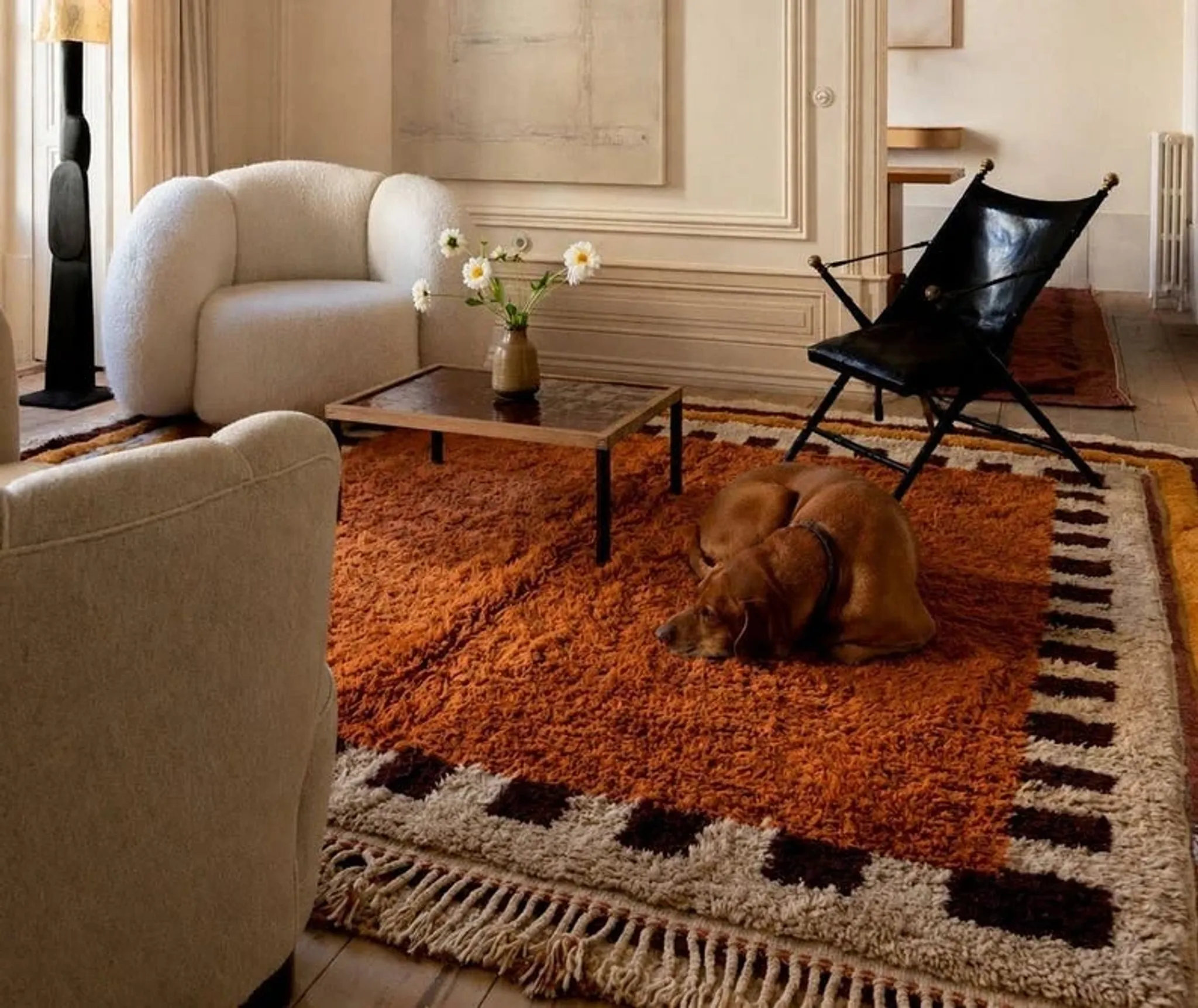 Beni Ouarain Moroccan rug orange terracotta 300x200 cm